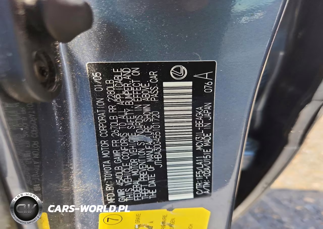 2005 Lexus Es 330 VIN:JTHBA30G455101720 - 12