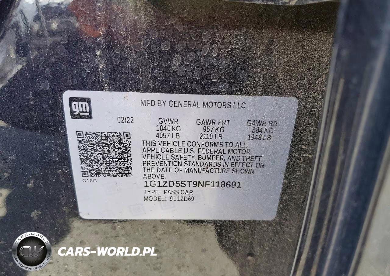 2022 Chevrolet Malibu Lt VIN:1G1ZD5ST9NF118691 - 12