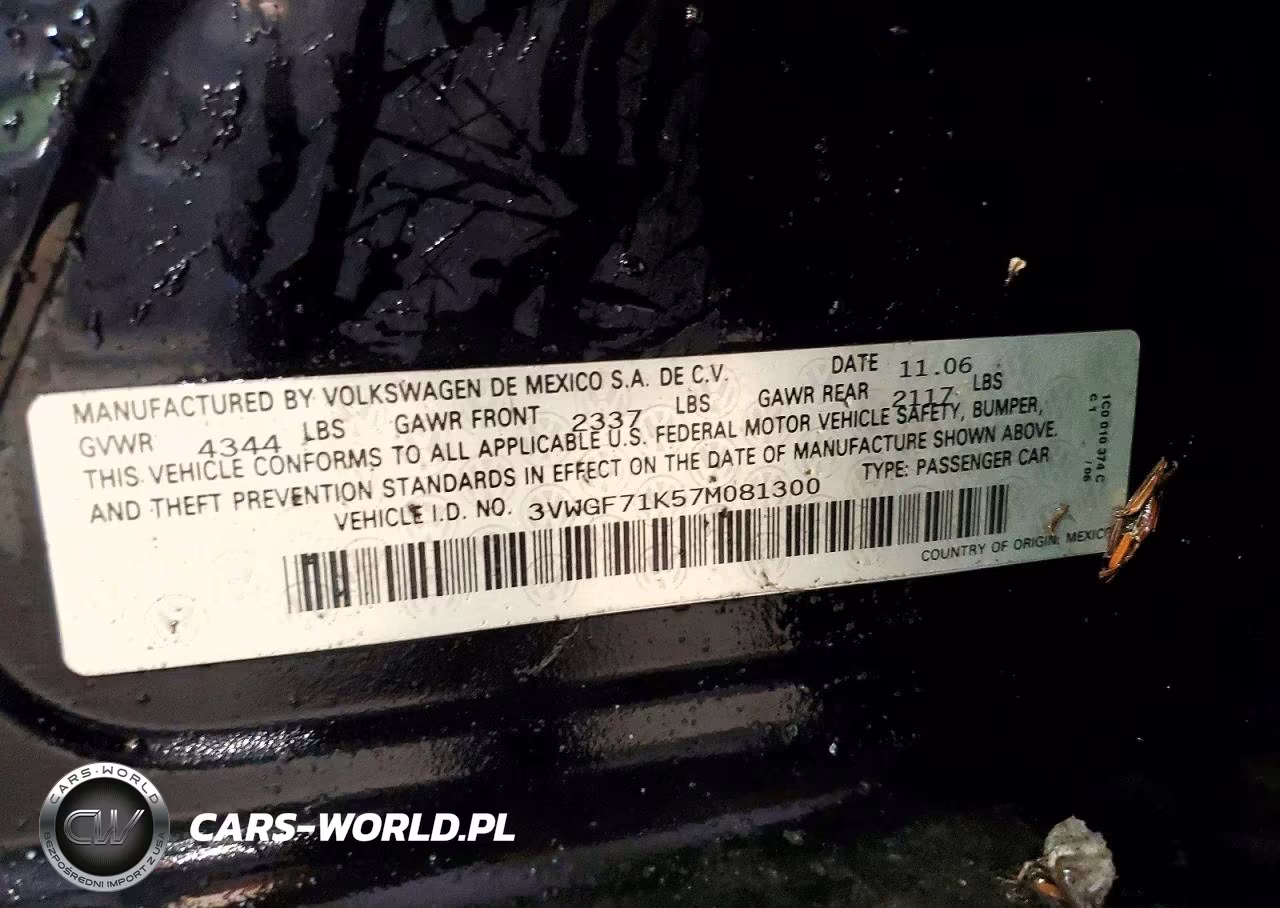 2007 Volkswagen Jetta VIN:3VWGF71K57M081300 - 12