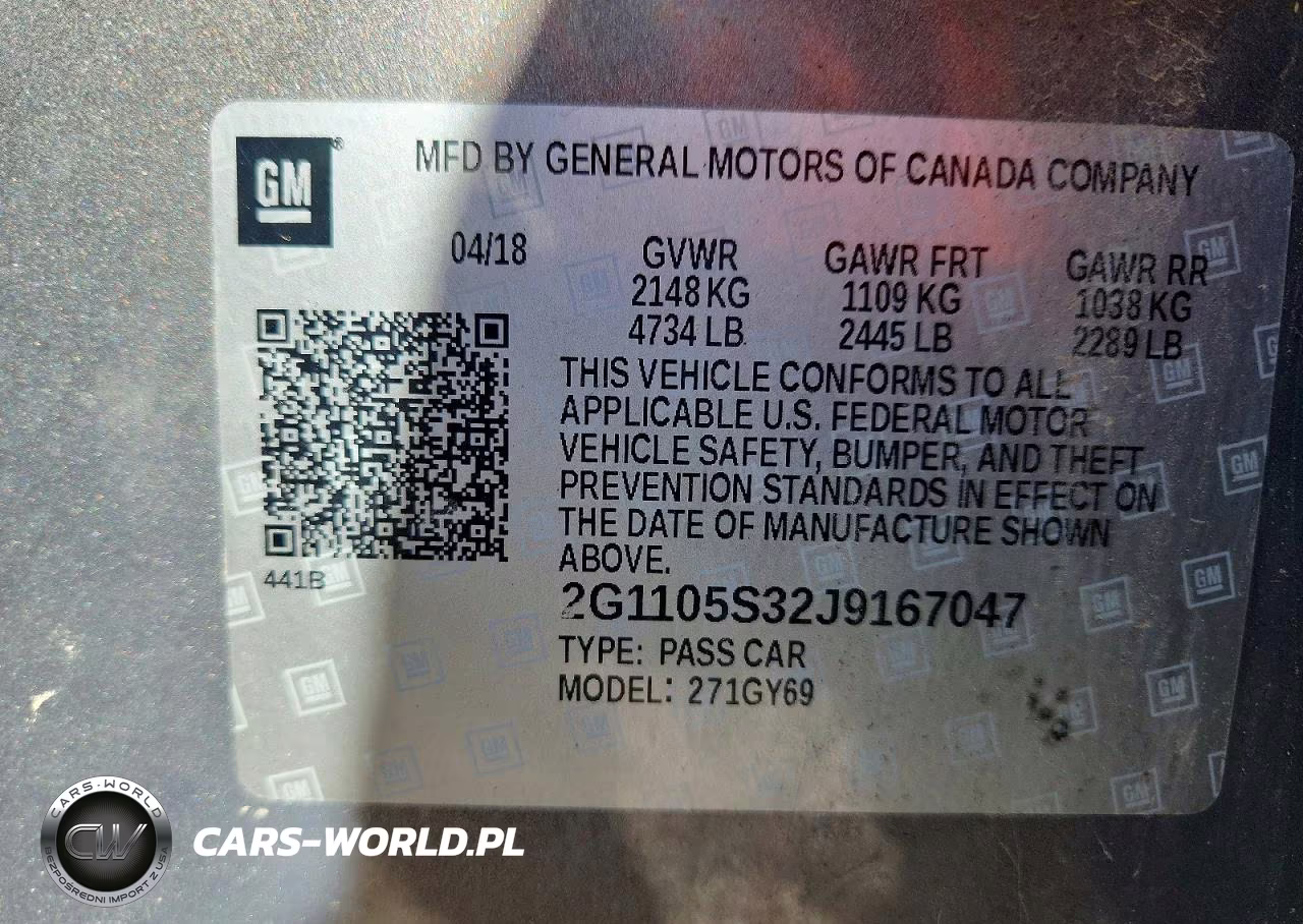 2018 Chevrolet Impala Lt VIN:2G1105S32J9167047 - 13