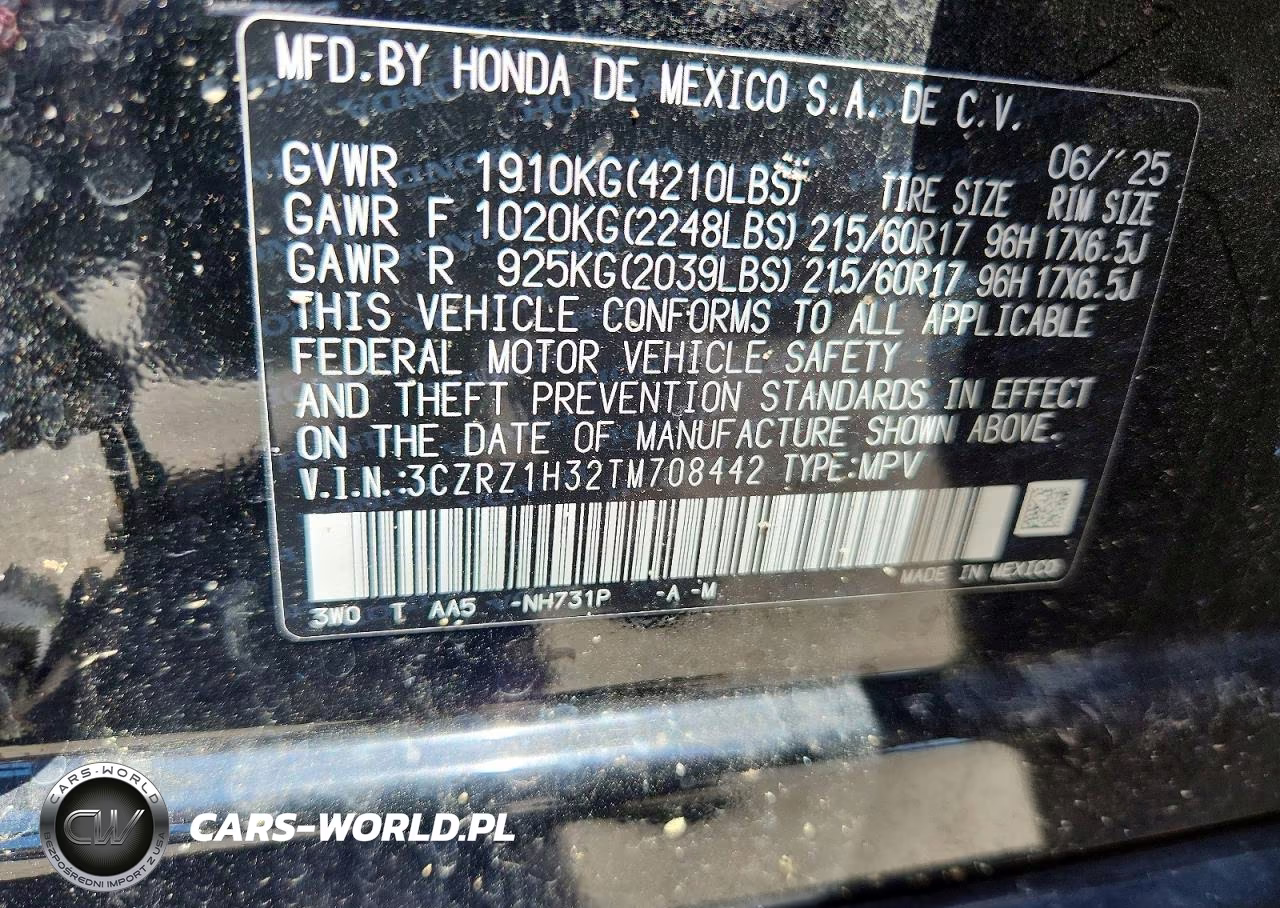 2026 Honda Hr-V Lx VIN:3CZRZ1H32TM708442 - 13