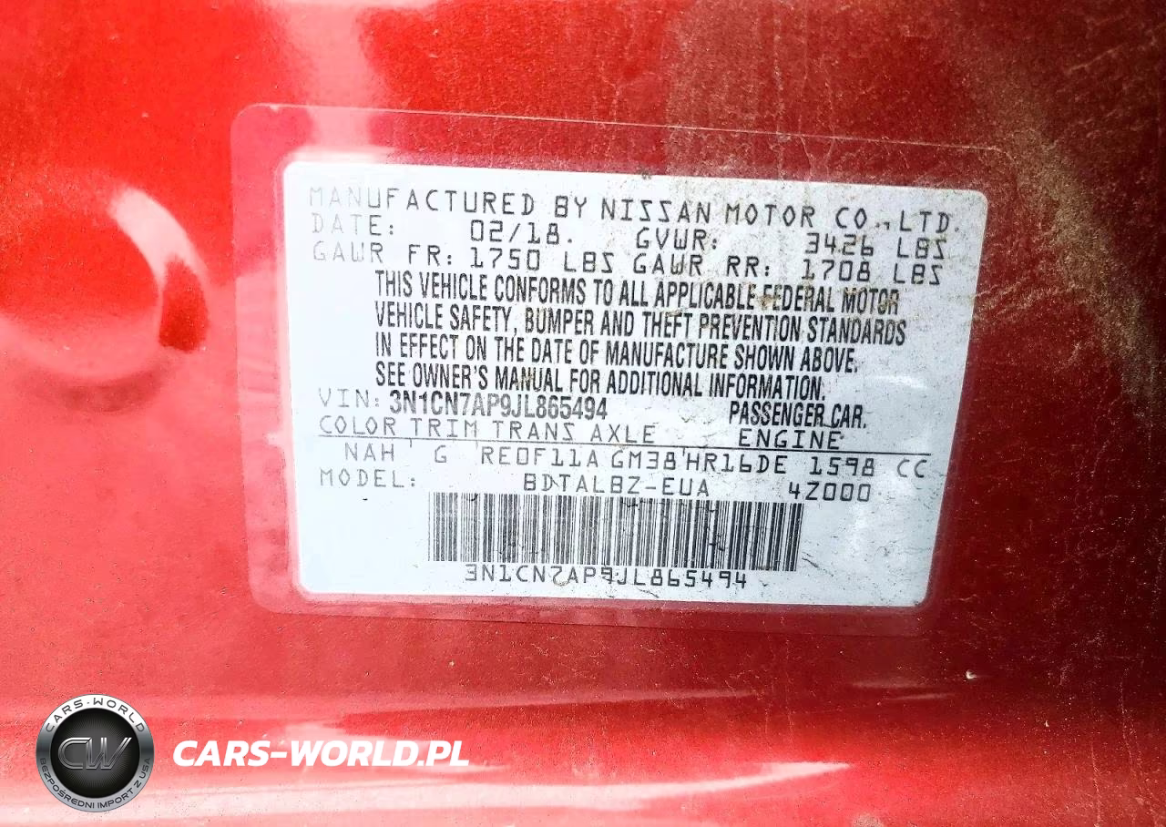 2018 Nissan Versa Sv VIN:3N1CN7AP9JL865494 - 12