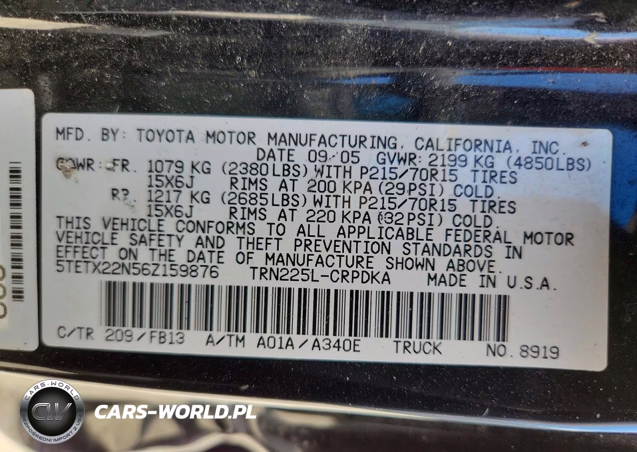 2006 Toyota Tacoma Access Cab VIN:5TETX22N56Z159876 - 12