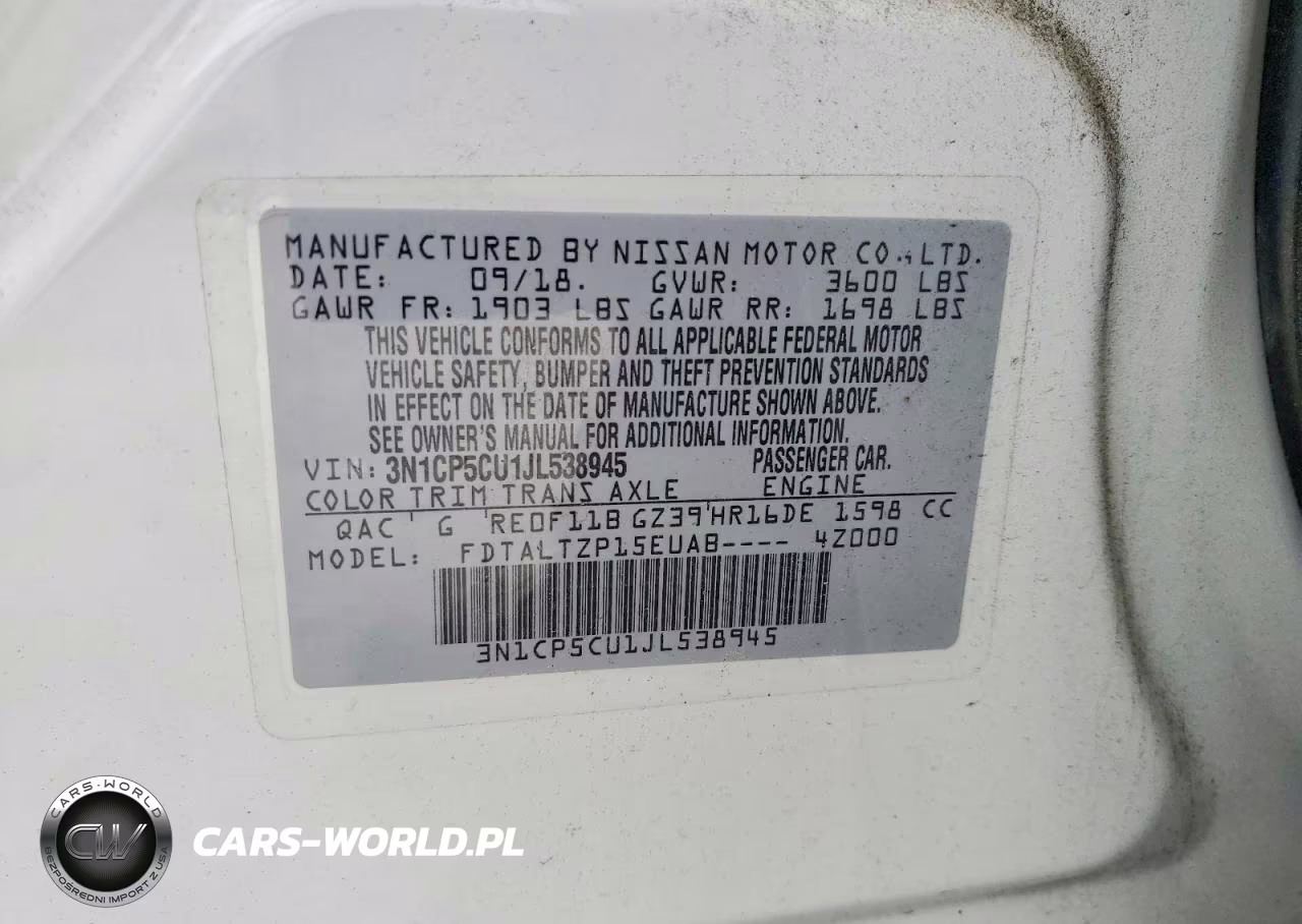 2018 Nissan Kicks Sr VIN:3N1CP5CU1JL538945 - 12