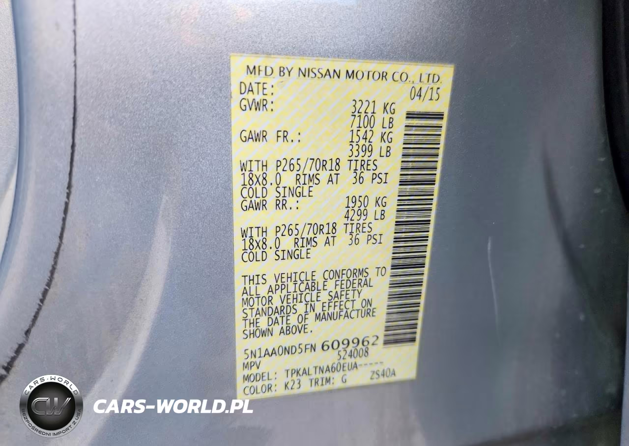 2015 Nissan Armada Sv VIN:5N1AA0ND5FN609962 - 13