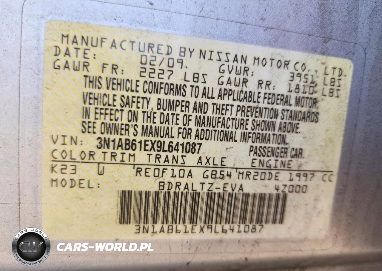 2009 Nissan Sentra 2.0 VIN:3N1AB61EX9L641087 - 12