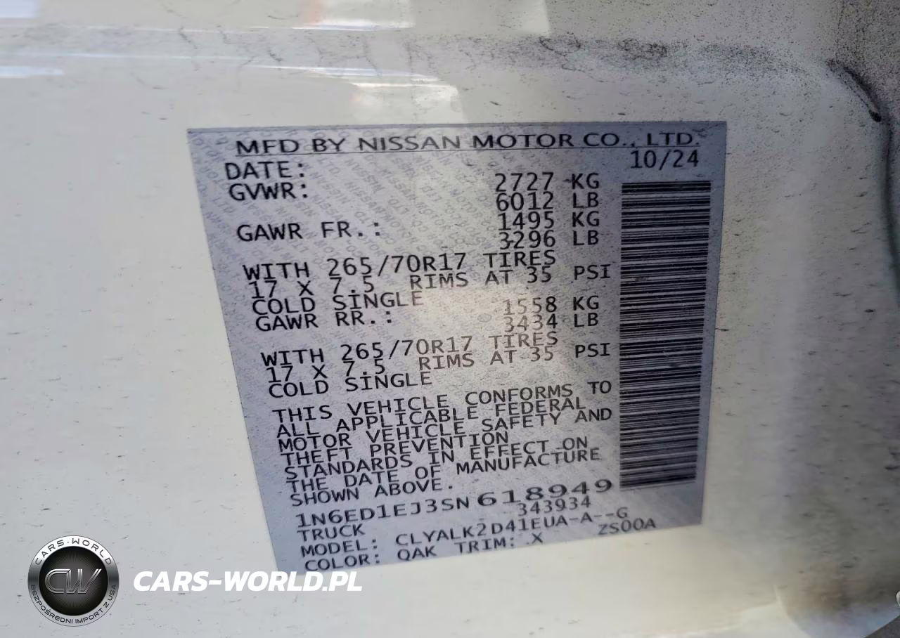 2025 Nissan Frontier Pro-X VIN:1N6ED1EJ3SN618949 - 12