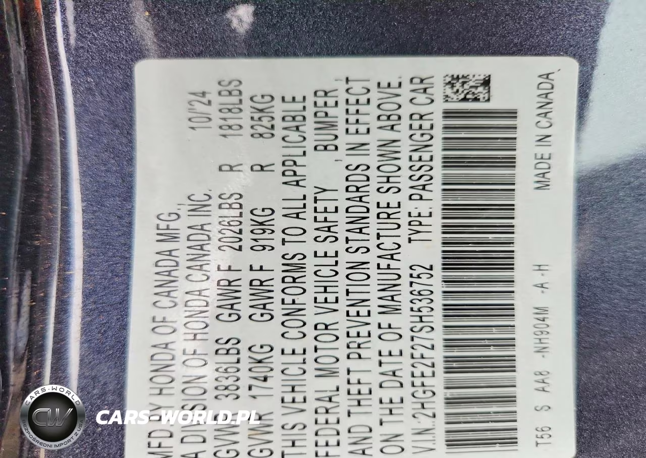 2025 Honda Civic Lx VIN:2HGFE2F27SH536752 - 12