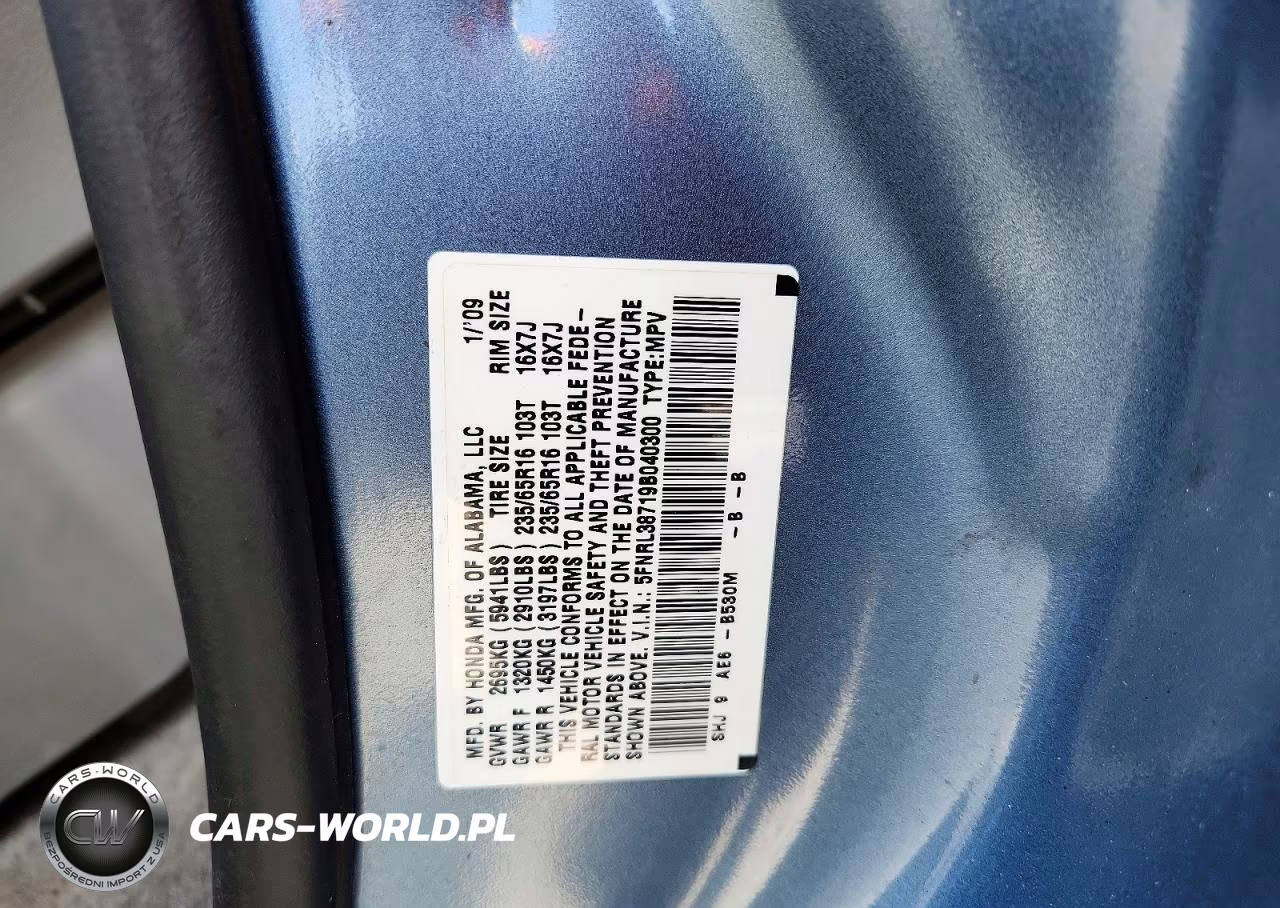 2009 Honda Odyssey Exl VIN:5FNRL38719B040300 - 13