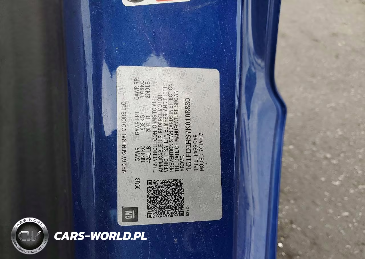 2019 Chevrolet Camaro Lt VIN:1G1FD1RS7K0108880 - 12