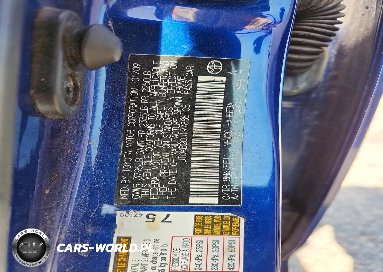 2009 Toyota Prius Base VIN:JTDKB20U197885105 - 12