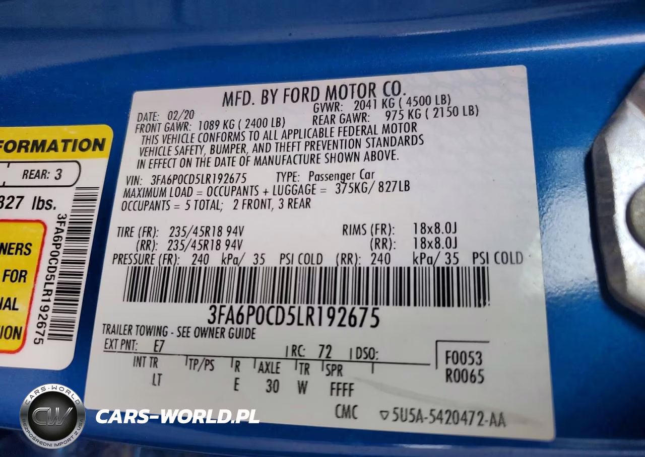 2020 Ford Fusion Sel VIN:3FA6P0CD5LR192675 - 13