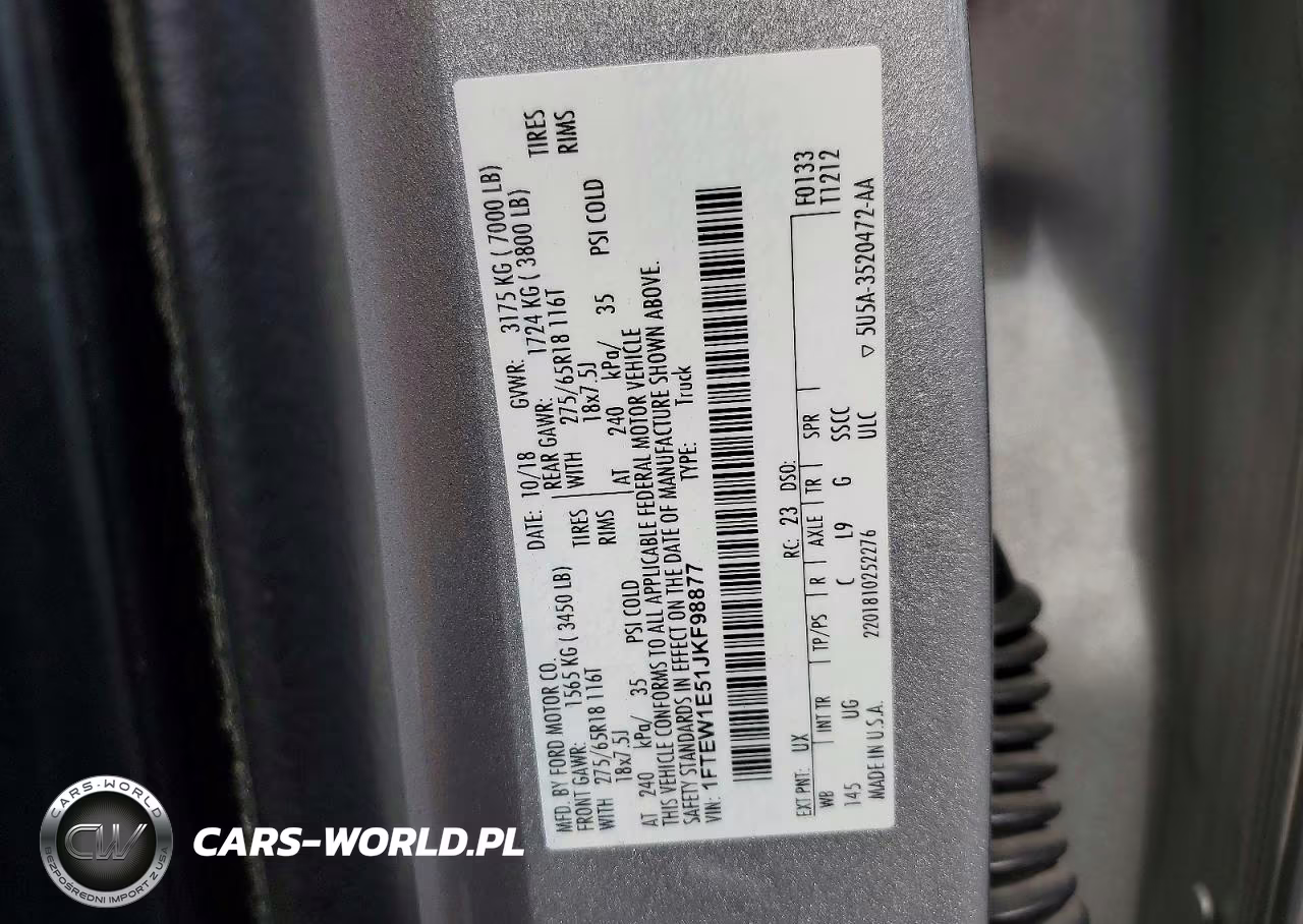 2018 Ford F150 Supercrew VIN:1FTEW1E51JKF98877 - 12