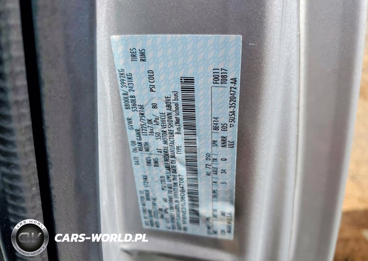 2008 Ford Econoline E350 Super Duty Wagon VIN:1FBNE31L08DB47087 - 13