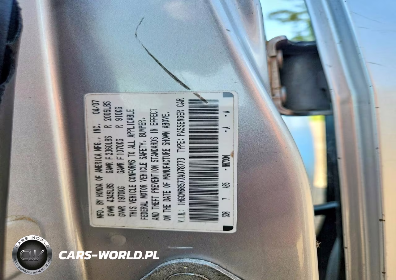 2007 Honda Accord VIN:1HGCM66577A078773 - 12