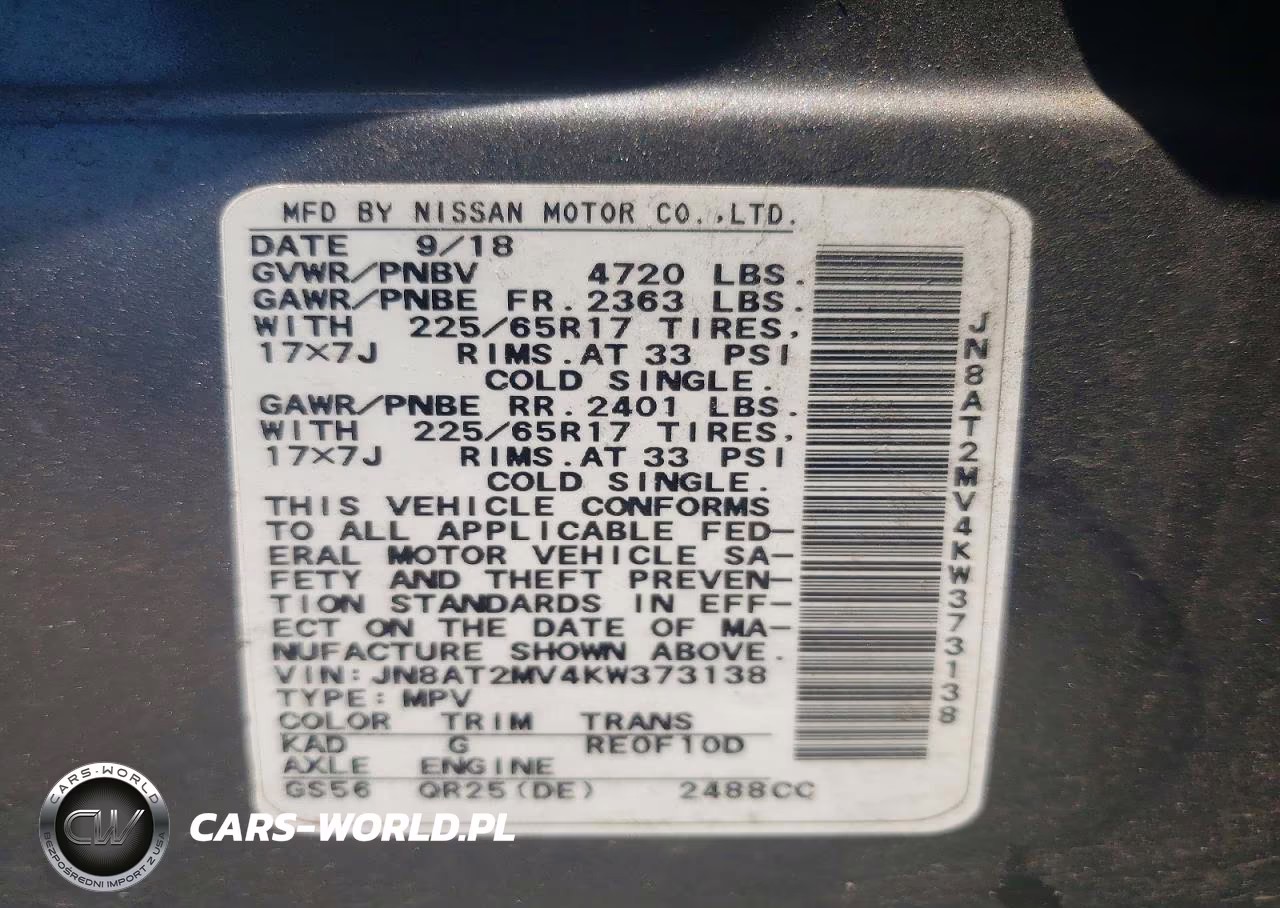 2019 Nissan Rogue Sv VIN:JN8AT2MV4KW373138 - 14
