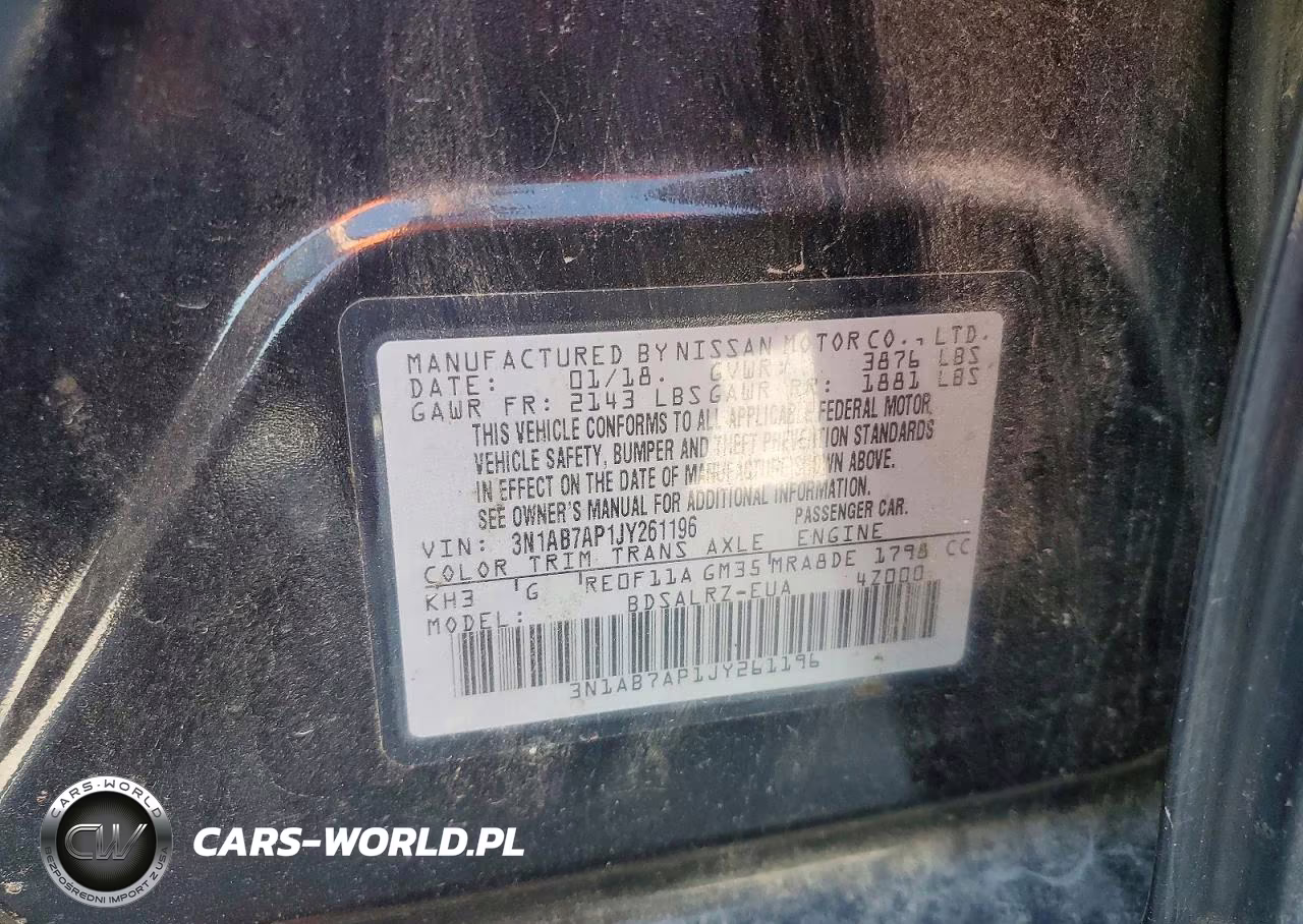 2018 Nissan Sentra Sr VIN:3N1AB7AP1JY261196 - 12
