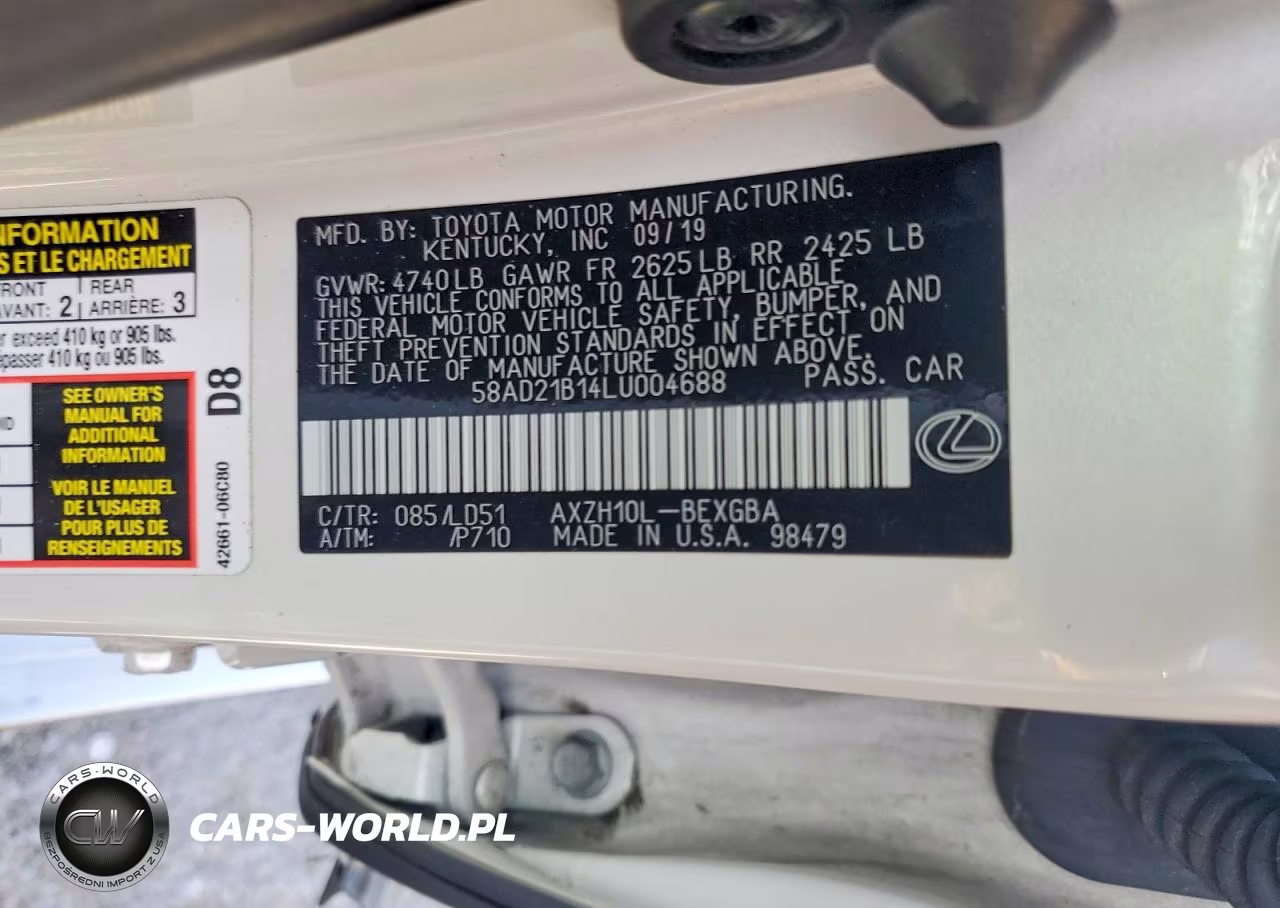 2020 Lexus Es 300H VIN:58AD21B14LU004688 - 13