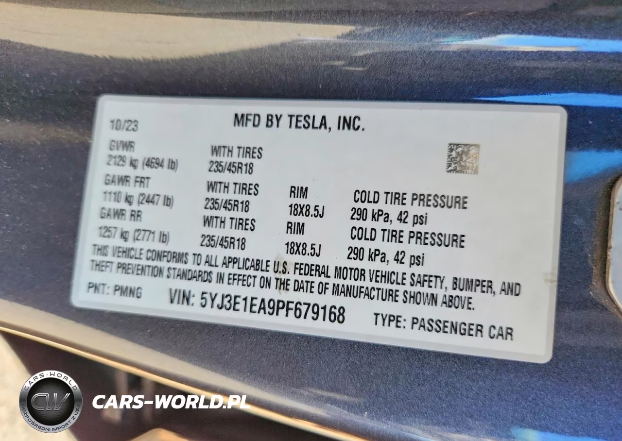 2023 Tesla Model 3 VIN:5YJ3E1EA9PF679168 - 12