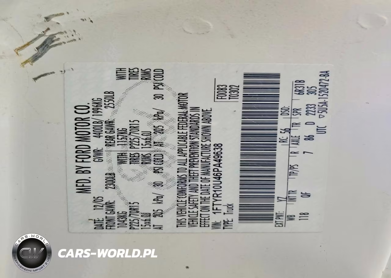 2006 Ford Ranger VIN:1FTYR10U46PA49638 - 12