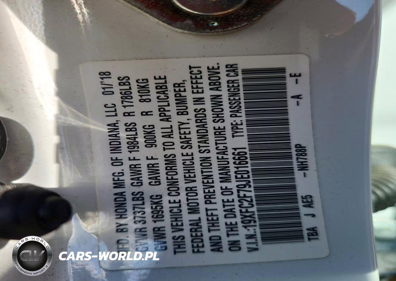 2018 Honda Civic Ex VIN:19XFC2F79JE016661 - 12