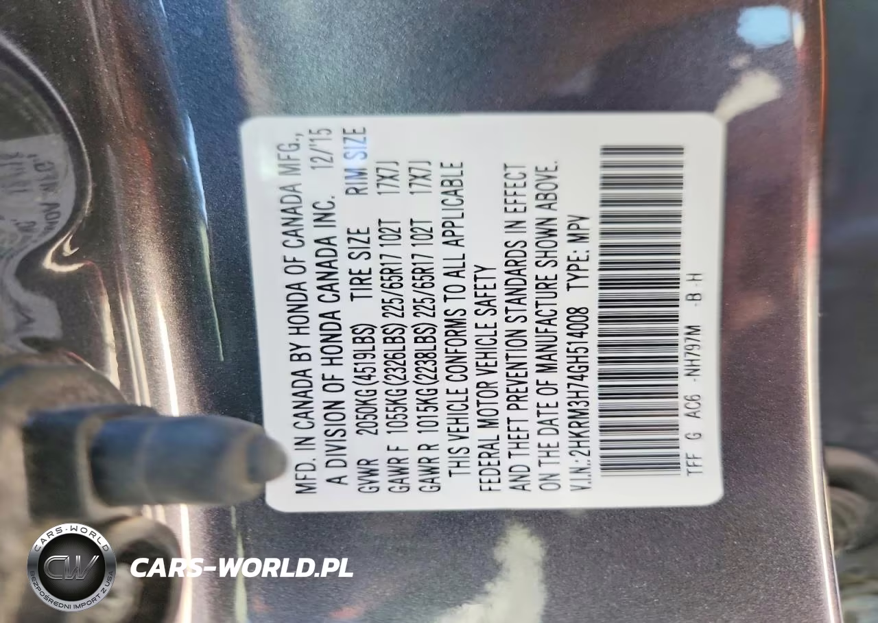 2016 Honda Cr-V Exl VIN:2HKRM3H74GH514008 - 13
