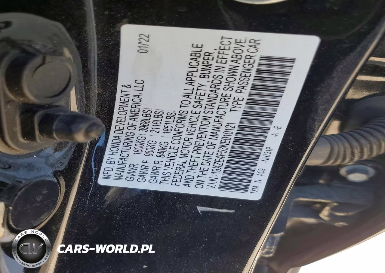 2022 Honda Insight Ex VIN:19XZE4F53NE010121 - 12