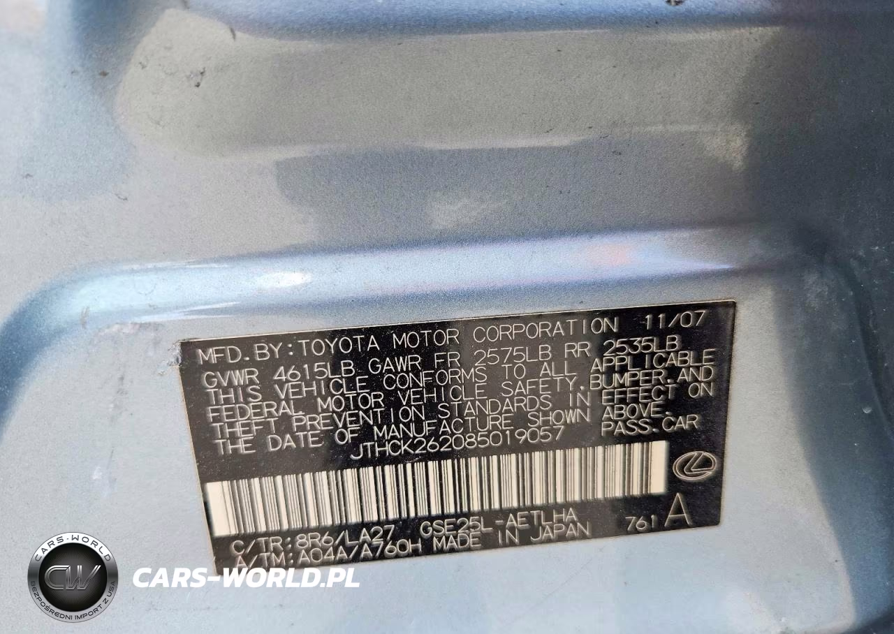 2008 Lexus Is 250 VIN:JTHCK262085019057 - 12