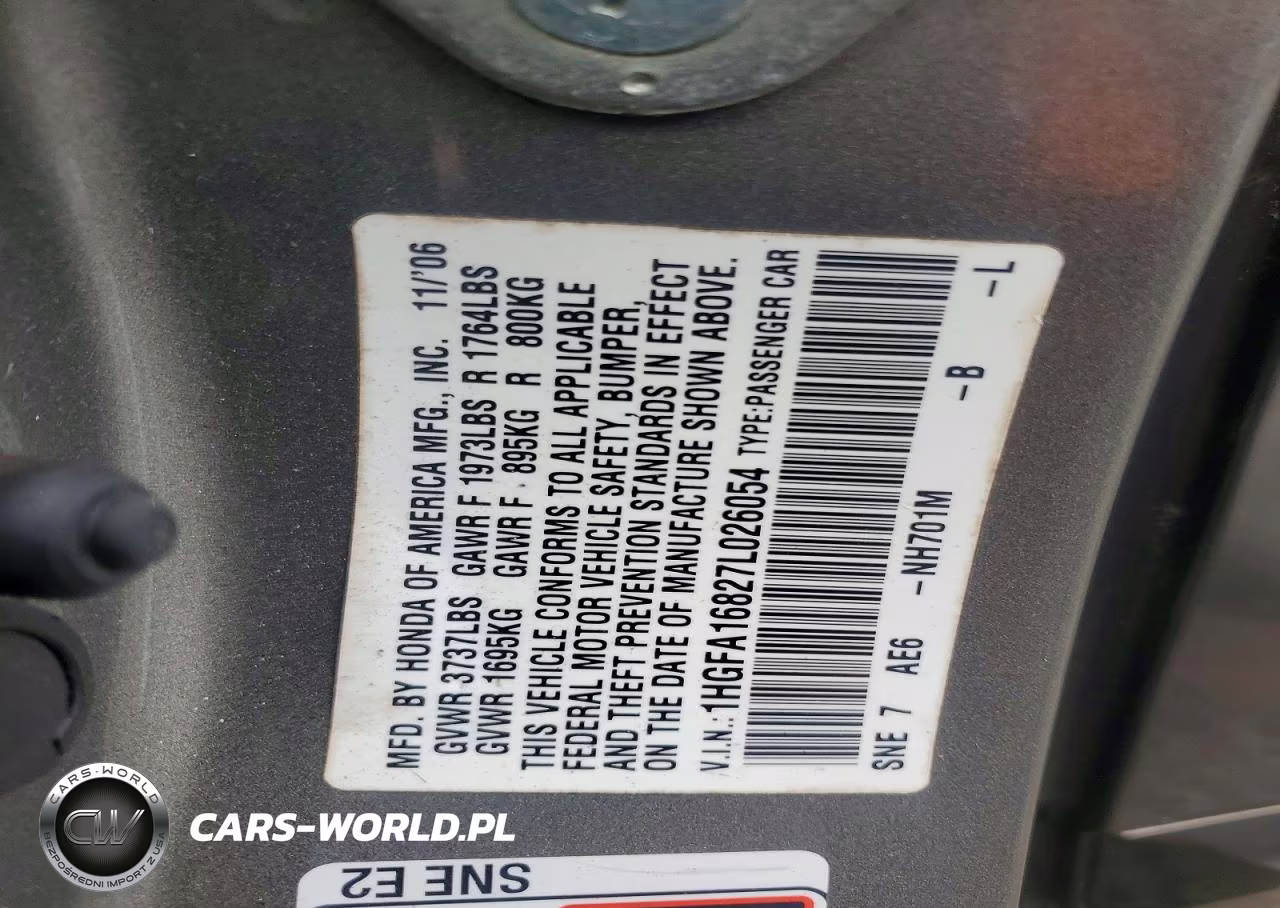 2007 Honda Civic Ex VIN:1HGFA16827L026054 - 12