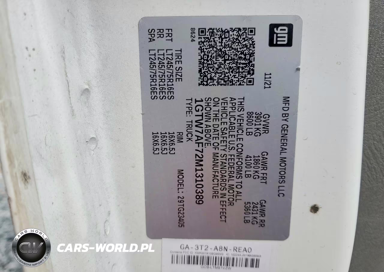 2021 GMC Savana G2500 VIN:1GTW7AF72M1310389 - 12