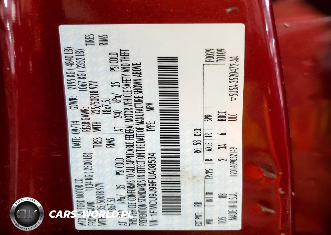2015 Ford Escape Titanium VIN:1FMCU9J99FUA08534 - 13