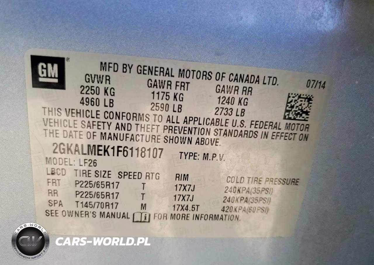 2015 GMC Terrain Sle VIN:2GKALMEK1F6118107 - 12