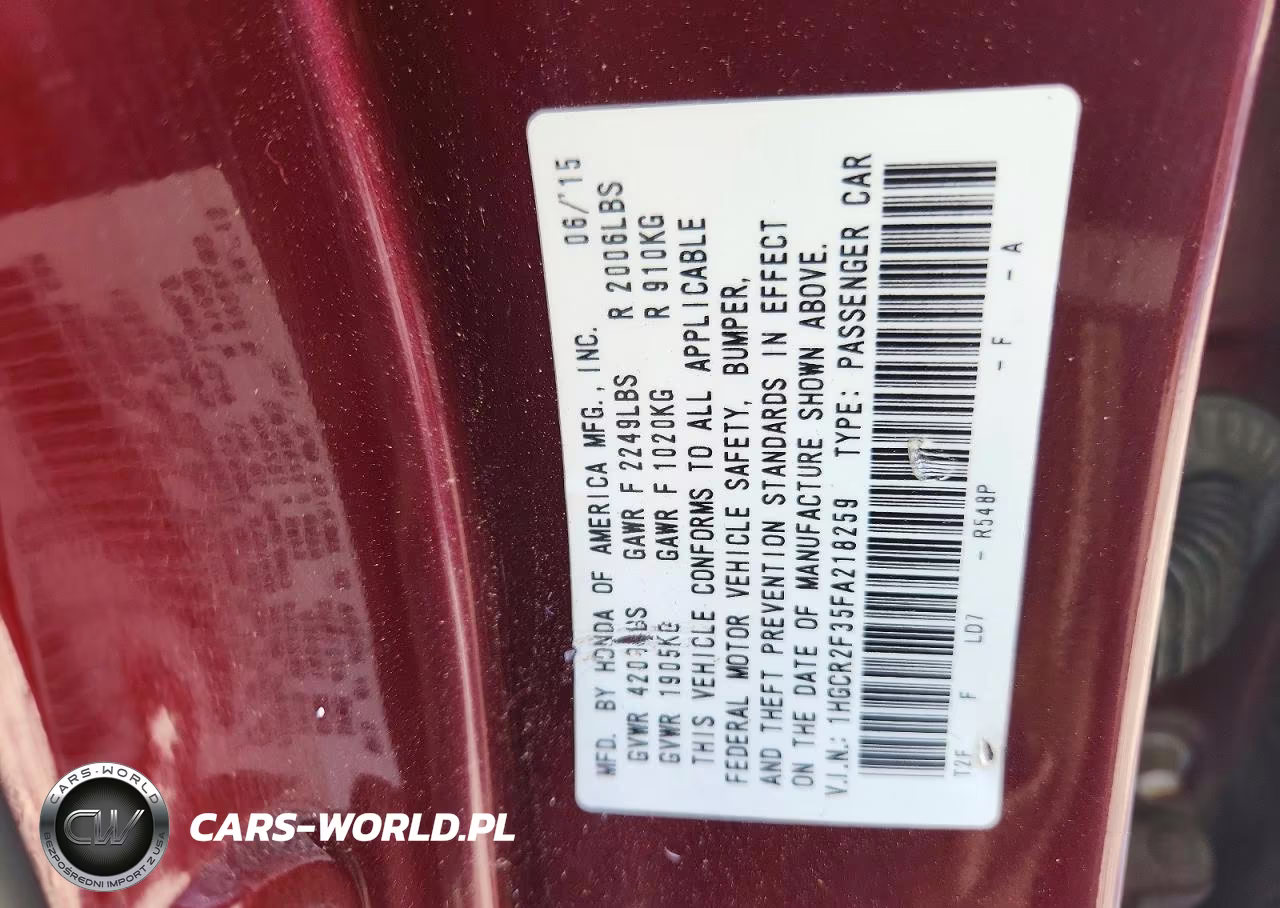2015 Honda Accord Lx VIN:1HGCR2F35FA218259 - 12