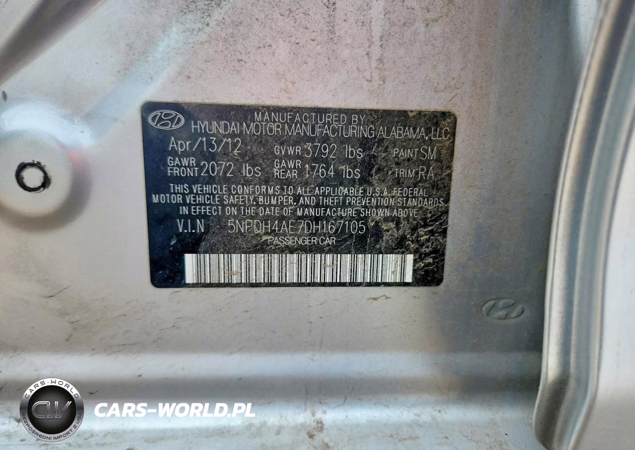 2013 Hyundai Elantra VIN:5NPDH4AE7DH167105 - 12