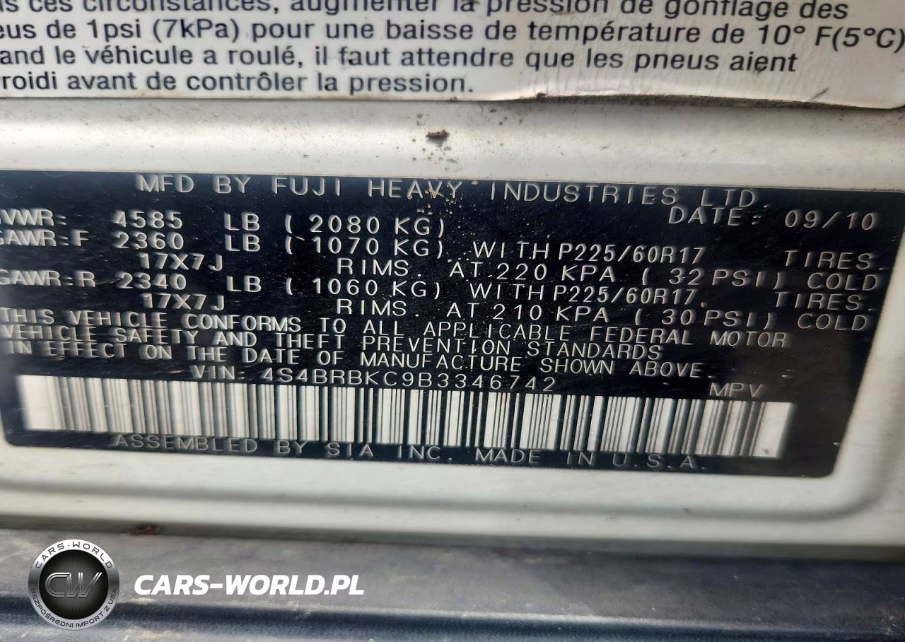 2011 Subaru Outback 2.5I Limited VIN:4S4BRBKC9B3346742 - 12