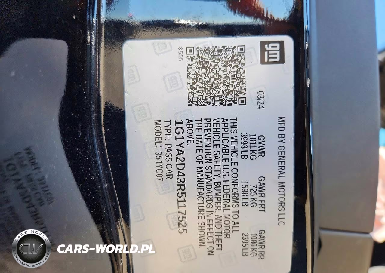 2024 Chevrolet Corvette Stingray 1Lt VIN:1G1YA2D43R5117525 - 12