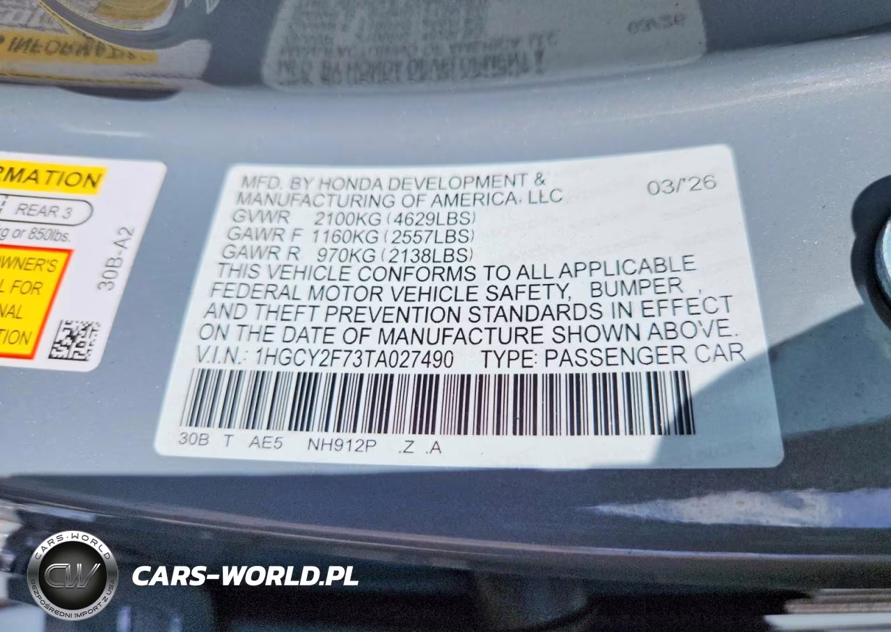 2026 Honda Accord Hybrid Sport-L VIN:1HGCY2F73TA027490 - 12