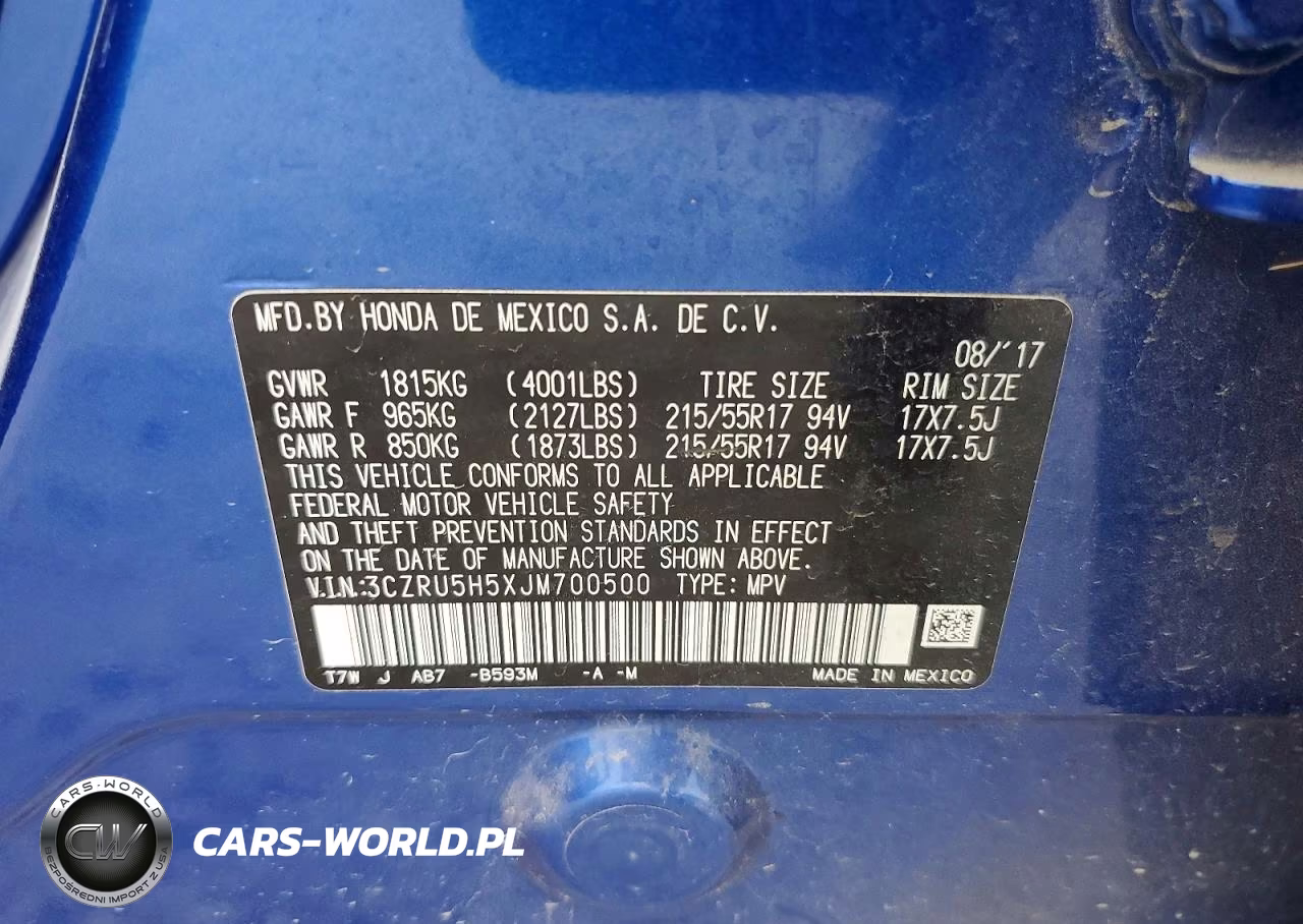 2018 Honda Hr-V Ex VIN:3CZRU5H5XJM700500 - 14