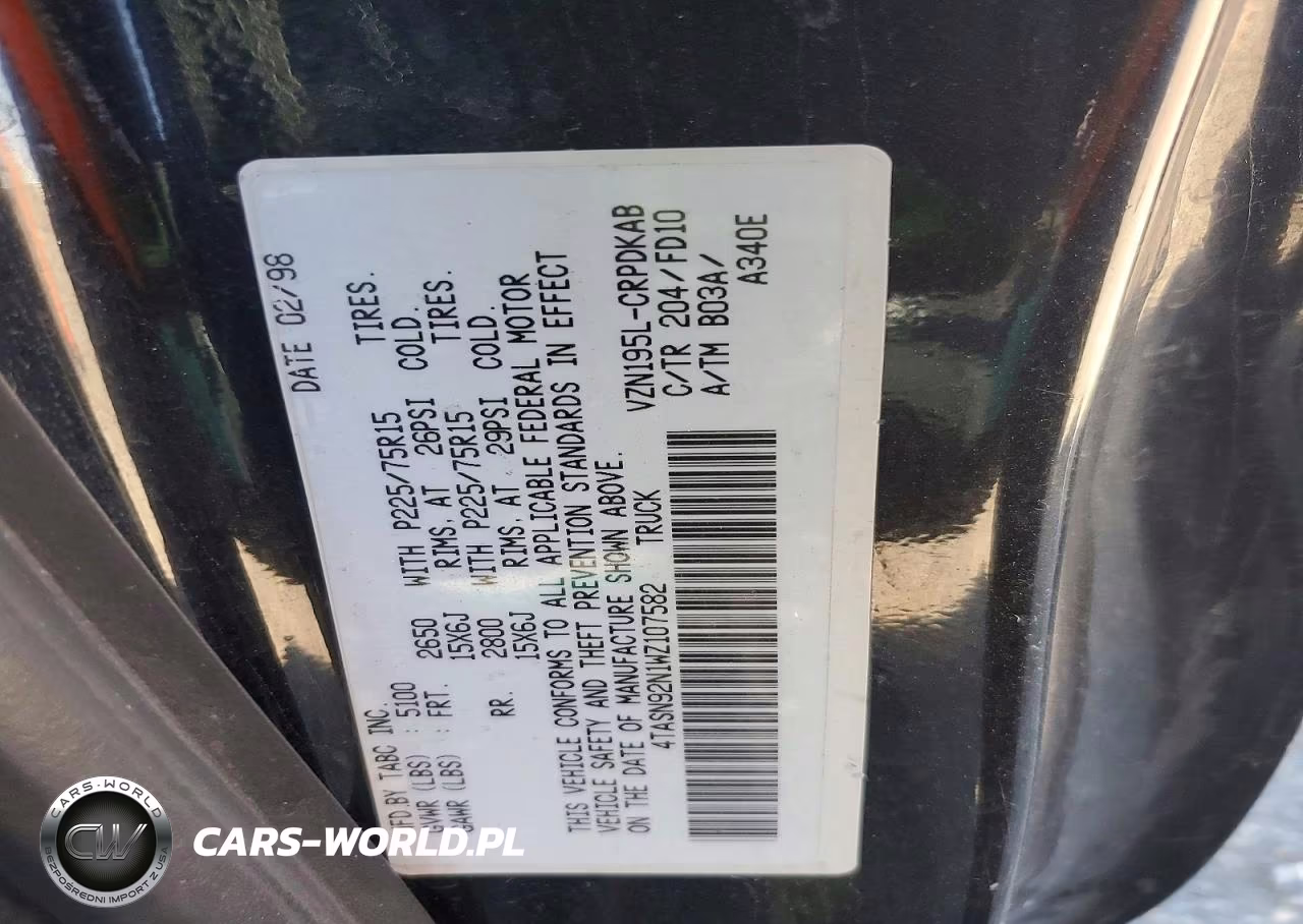 1998 Toyota Tacoma Xtracab Prerunner VIN:4TASN92N1WZ107582 - 12