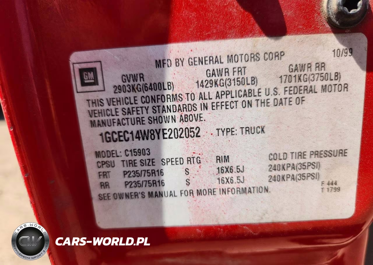 2000 Chevrolet Silverado C1500 VIN:1GCEC14W8YE202052 - 12