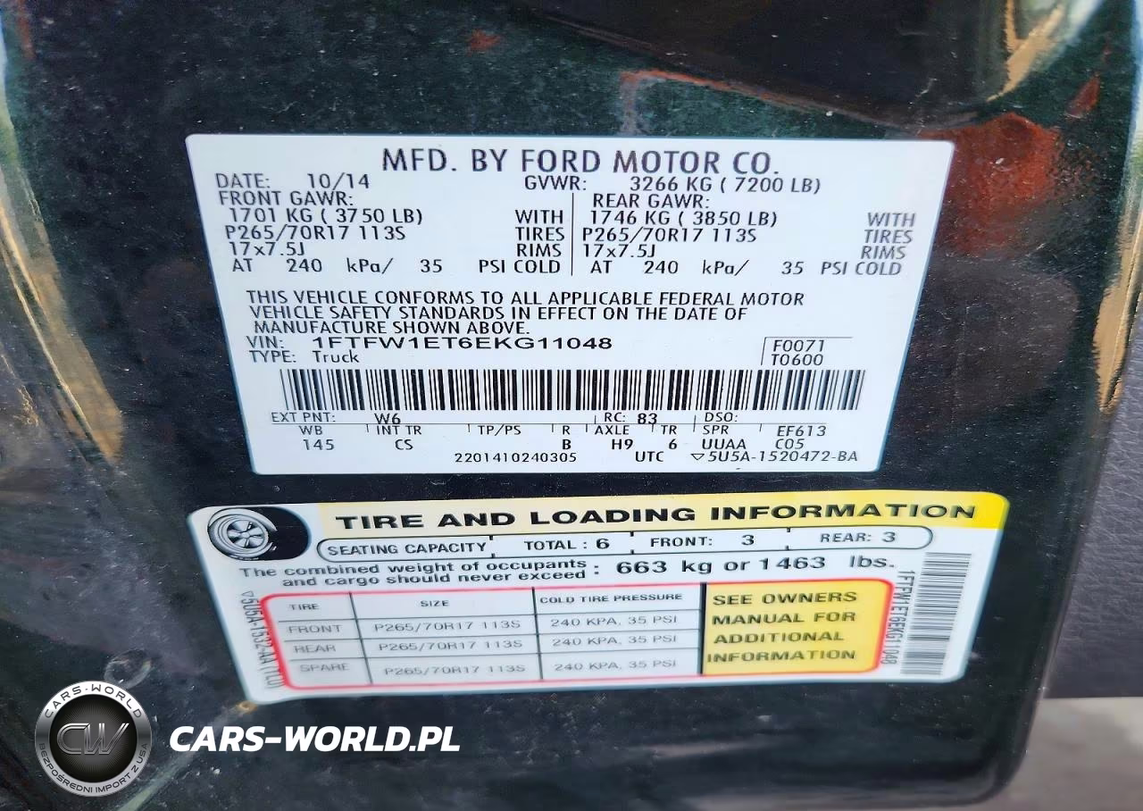 2014 Ford F150 Supercrew VIN:1FTFW1ET6EKG11048 - 12