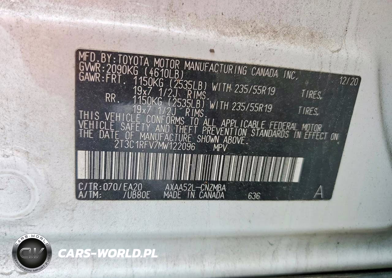 2021 Toyota Rav4 Xle Premium VIN:2T3C1RFV7MW122096 - 13