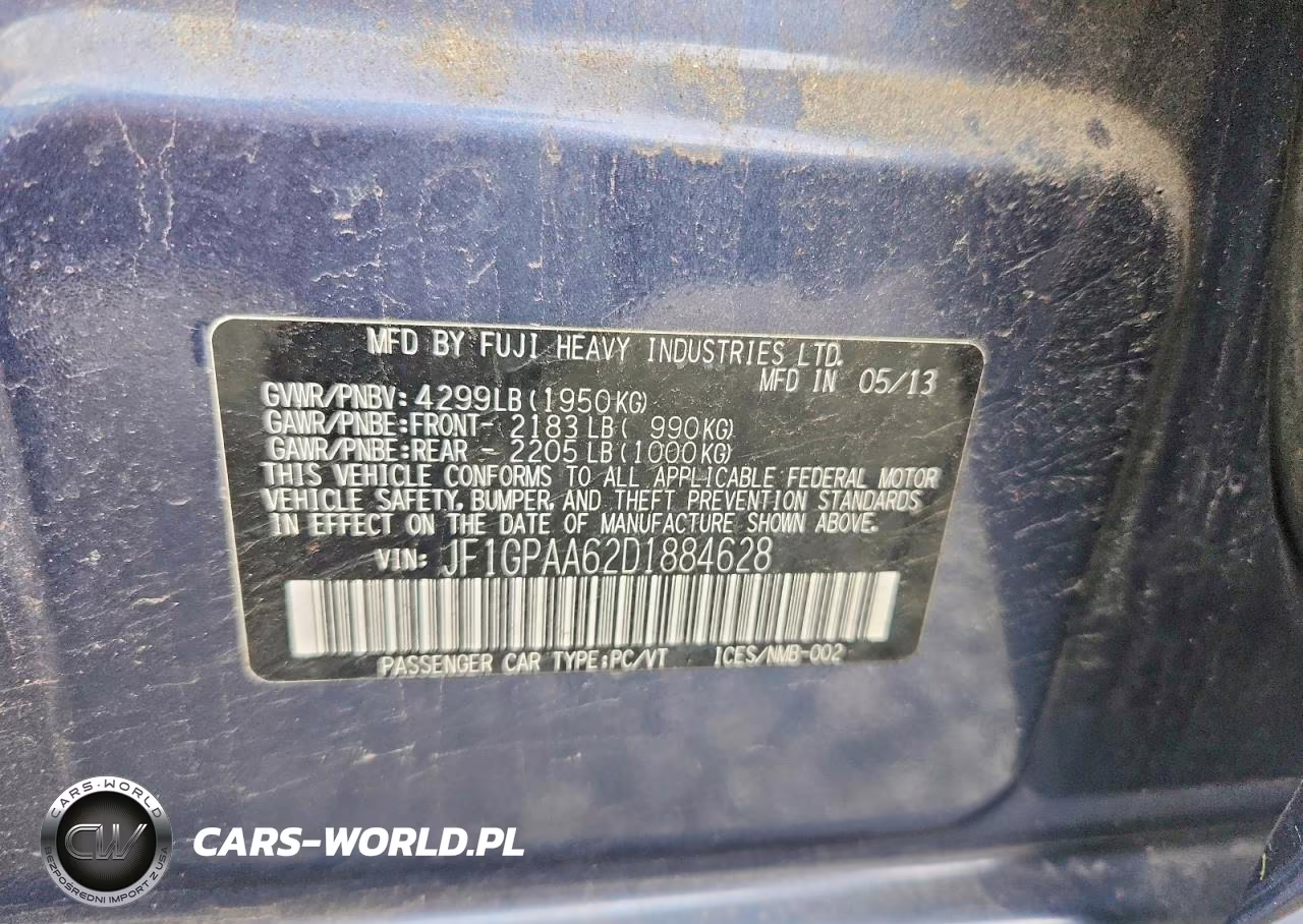 2013 Subaru Impreza VIN:JF1GPAA62D1884628 - 12