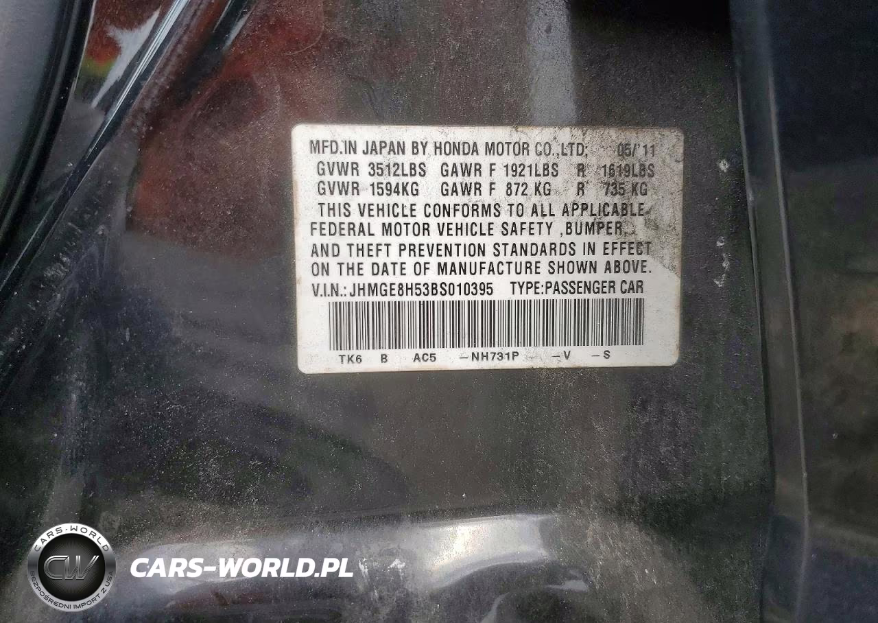 2011 Honda Fit Sport VIN:JHMGE8H53BS010395 - 12