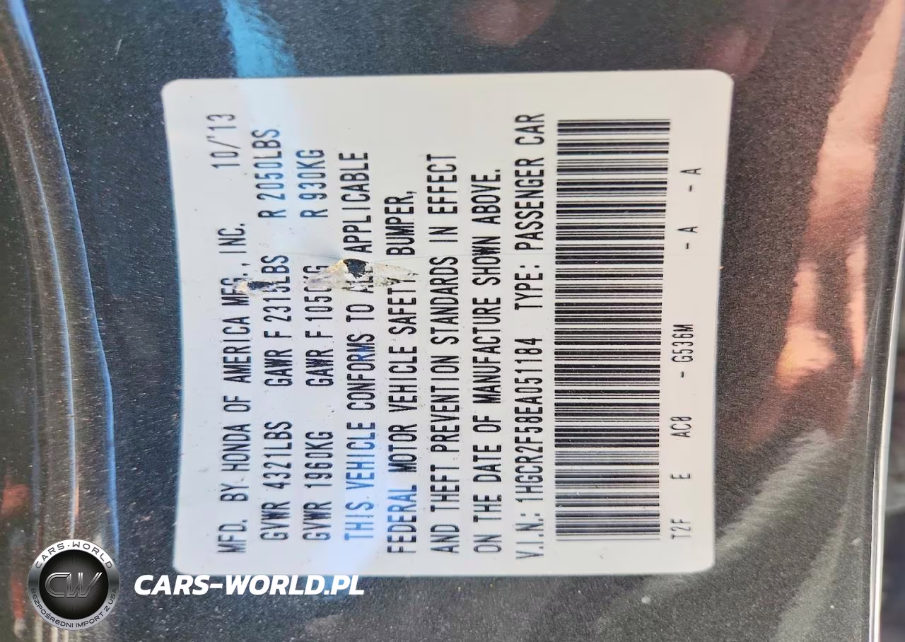 2014 Honda Accord Sport VIN:1HGCR2F58EA051184 - 13