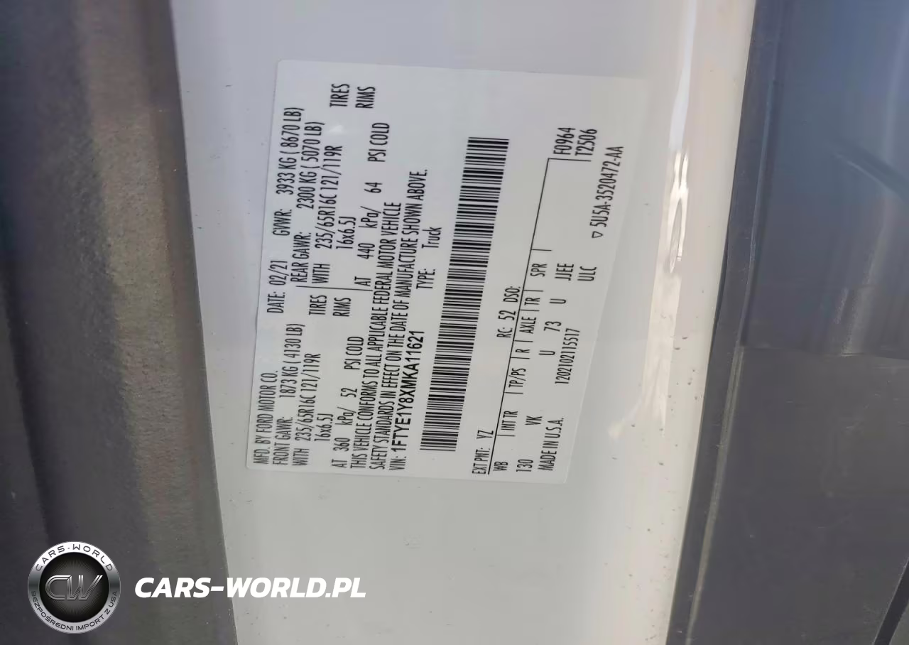 2021 Ford Transit T-150 VIN:1FTYE1Y8XMKA11621 - 13