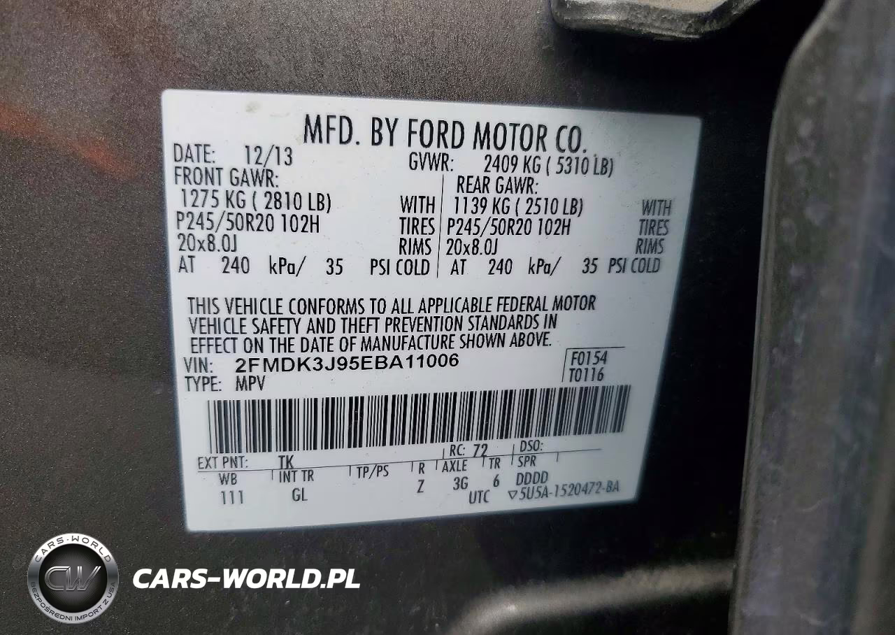 2014 Ford Edge Sel VIN:2FMDK3J95EBA11006 - 13