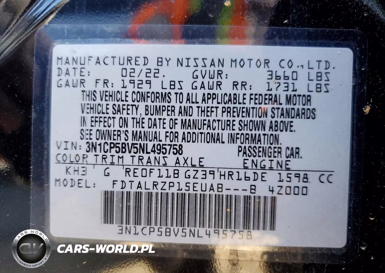 2022 Nissan Kicks S VIN:3N1CP5BV5NL495758 - 12