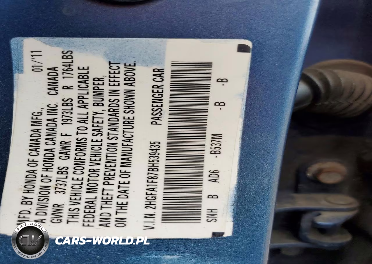 2011 Honda Civic VIN:2HGFA1F87BH539435 - 12