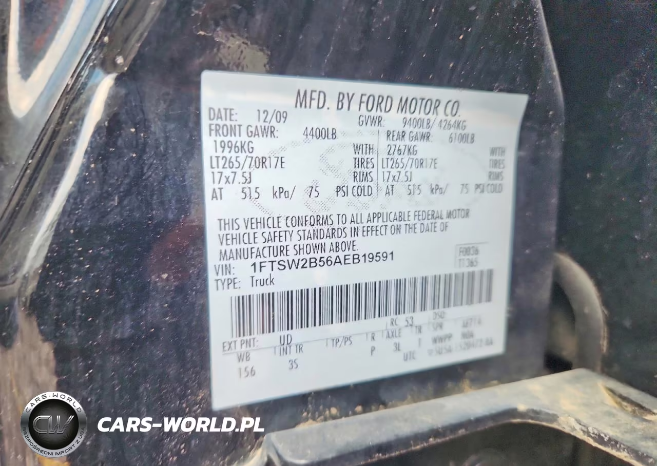 2010 Ford F250 Super Duty VIN:1FTSW2B56AEB19591 - 12